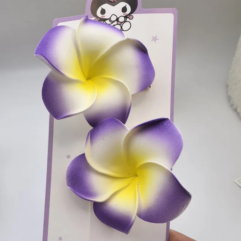 2pcs Artificial Hibiscus Hair Clip EVA Foam Beach Holiday Flower Accessory Seaside Shooting Prop