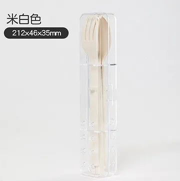 Portable cutlery box creative block chopsticks spoon fork set travel fresh and simple folding three piece set