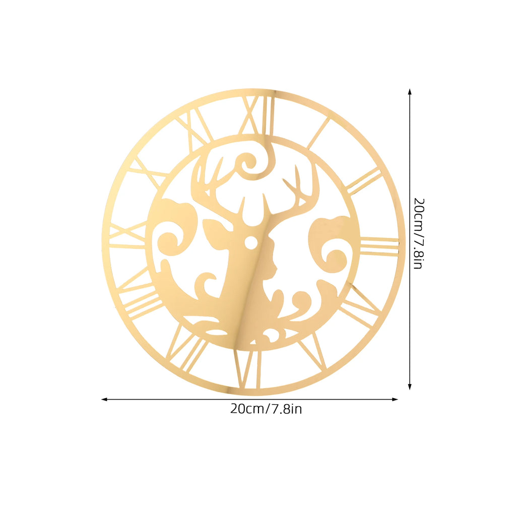 Deer Wall Sticker Clock Round Acrylic Mirror Silent DIY Frameless Decorative Wall Clock for Living Room Bedroom Office