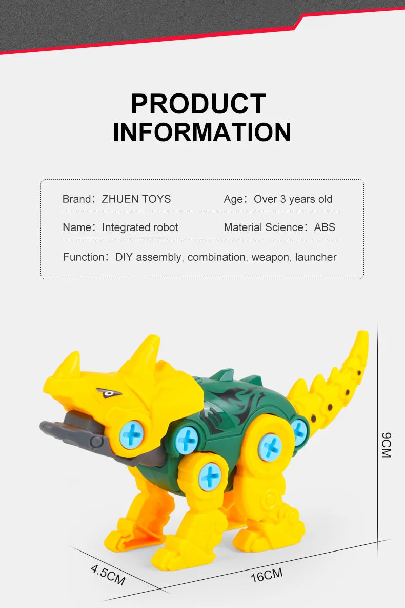 Assembly Take Apart Dinosaur Screw Plastic Brick DIY Construction Set Building Blocks Disassembly Robot Model Screwdriver Toys