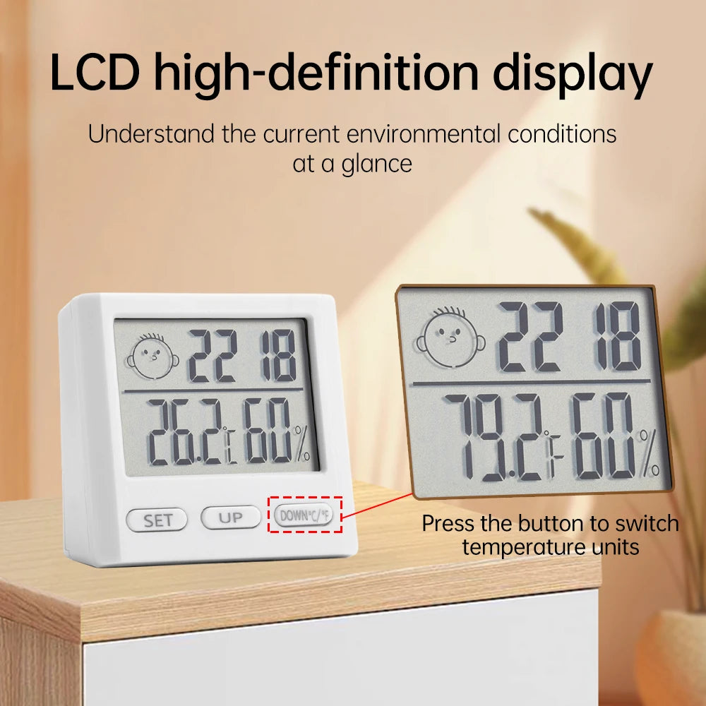 LCD Digital Clock Thermometer Hygrometer Sensor Gauge Weather Station Digital Home Indoor Temperature Humidity Meter Desk Clock