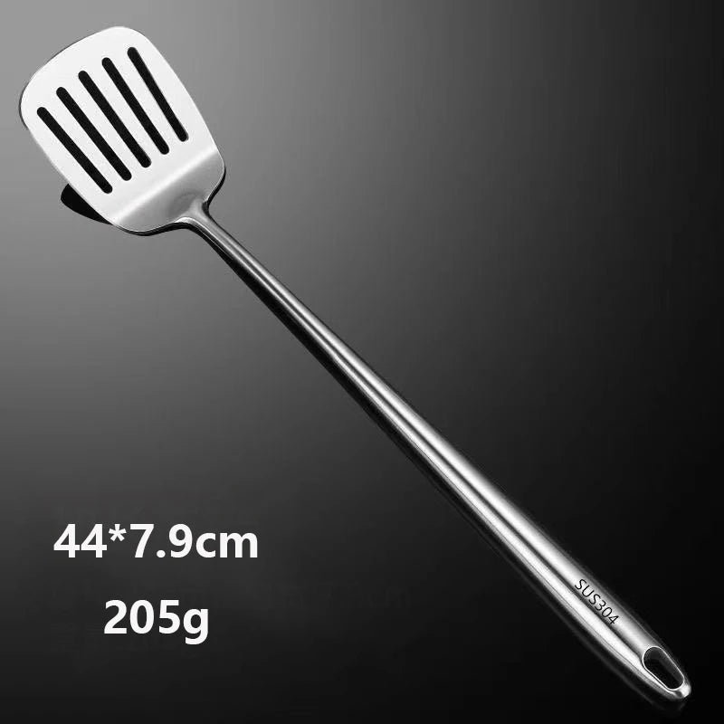Thickened 304 stainless steel anti-scald spatula set, cooking spatula, kitchenware, household woks, soup spoons, strainers