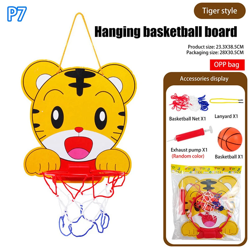 Kids Adjustable Basketball Stands Cute Cartoon Animals Shape Shooting Basket Indoor Outdoor Sport Training Board Game Children