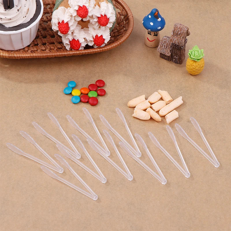 10Pcs Dollhouse Mini Cake Dessert Bread Clip Tweezers Food Clip Bread Tongs Model Tableware Cookware Kitchen Utensils Tools Toys