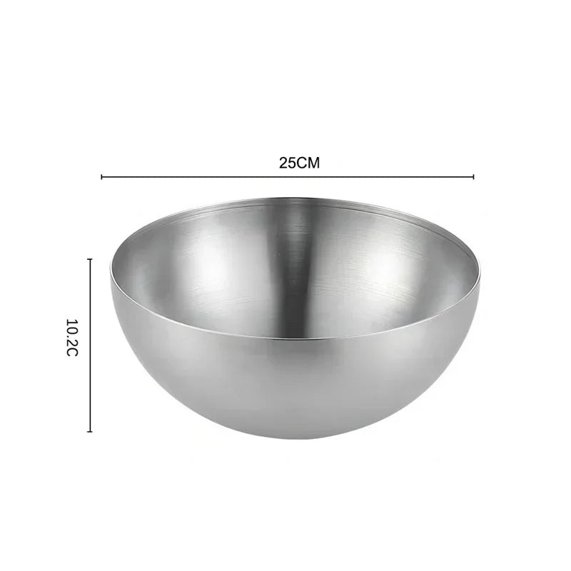 Thick Stainless Steel Fruit Salad Bowls 15cm/20cm/25cm Soup Rice Noodle Ramen Bowl Mixing Bowls Food Container Kitchen Tableware
