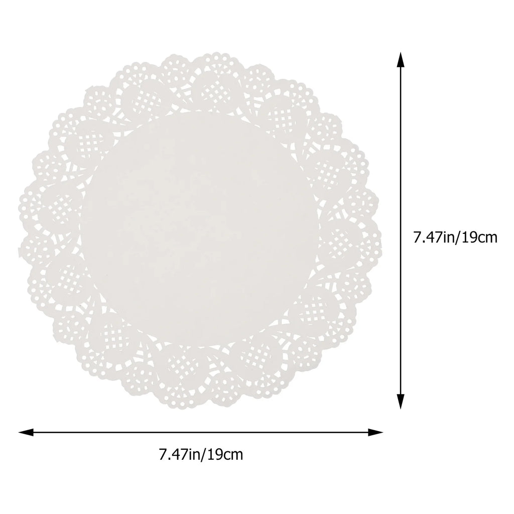 100Pcs 7.5 Inch White Cake Doilies Lace Paper Pads for Table Plate Decorating Wedding Coffee Bar Home Use Premium Round Liners