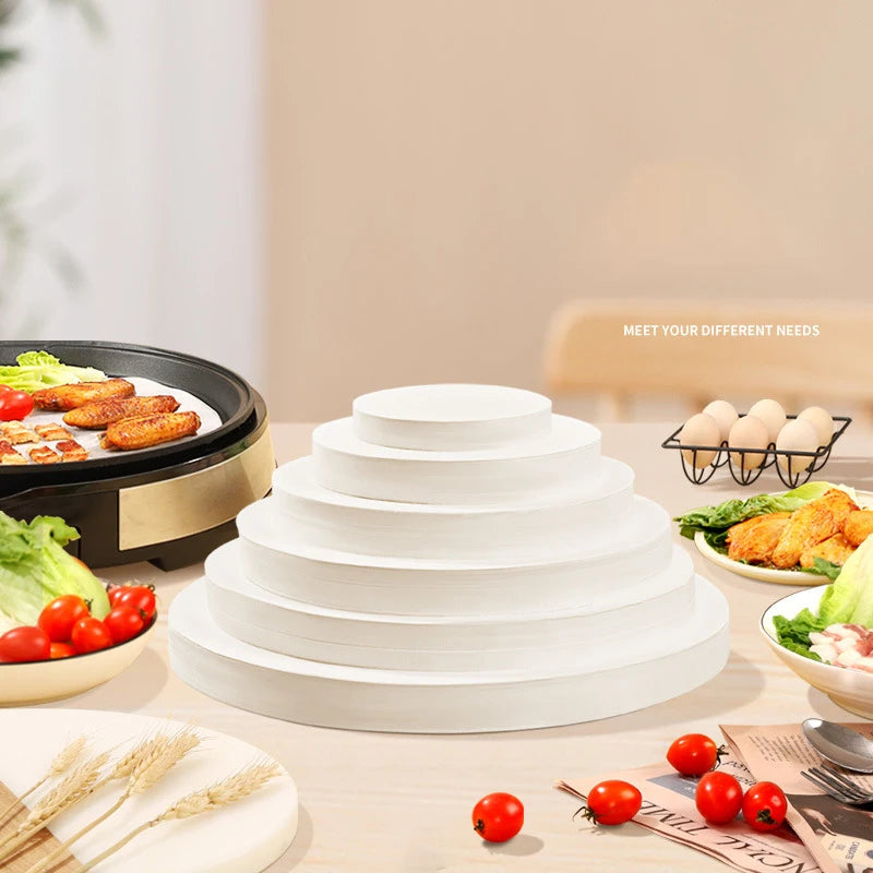 100 Pcs pcs Round Baking Paper Circle Parchment Paper Liner BBQ Oven Patty Hamburger Paper Cake Non-Stick Baking Paper Tools