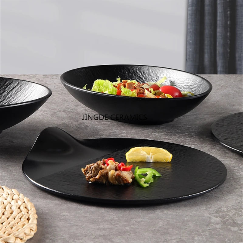1pc Melamine Cooked Food Dish Hotpot Restaurant Tableware Plate Cold Dishes,braised Meat Dishes Display Plate Buffet Tray