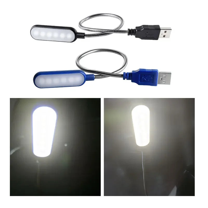 Portable USB LED Notebook PC Mini Book Light Reading Light Table Lamp Flexible 6leds USB Lamp for Power Bank Laptop Computer