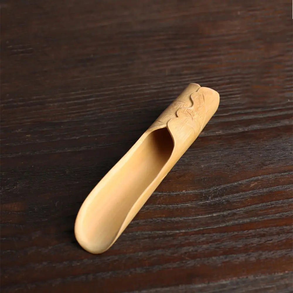 High Quality Tea Accessories Chinese Kongfu Wooden Bamboo Retro Style Natural Tea Scoop Delicate Spoon Portable Bamboo Teaspoon