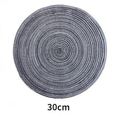 1pcs Round Table Mat Woven Ramie Placemats Anti Slip Dining Table Mats Non-Slip Tableware Bowl Pads Kitchen Drink Cup Coasters