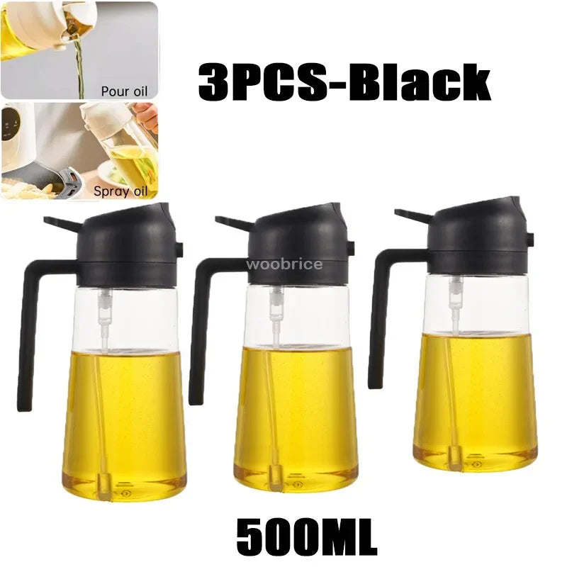 2in1 Oils Sprayer Olive Oil Spray Plastic Bottle Vinegar Dispenser Kitchen Oil Diffuser Accessories Camping Baking Pic