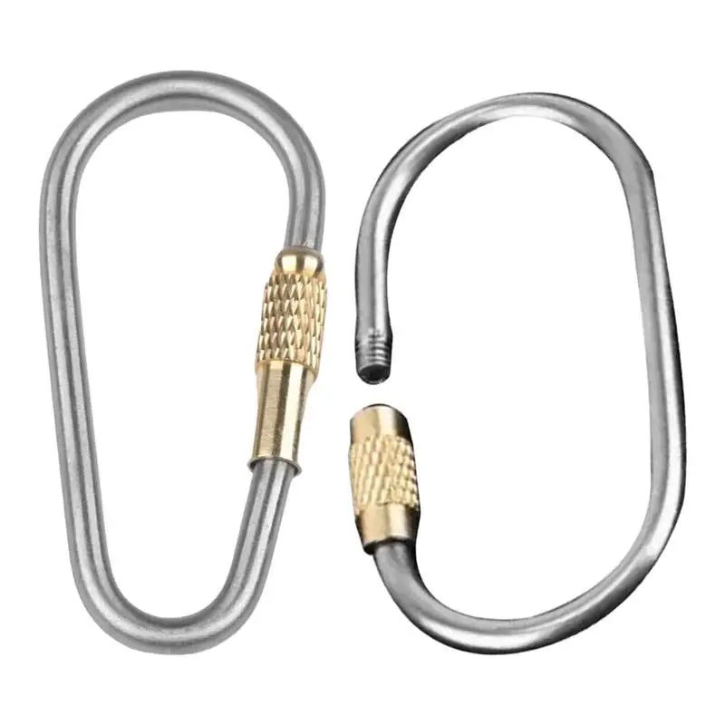 Keychain With LockKey Chain Gold Color Camping Carabiner Survival Camping Equipment Buckles Hooks Key Ring Accessories