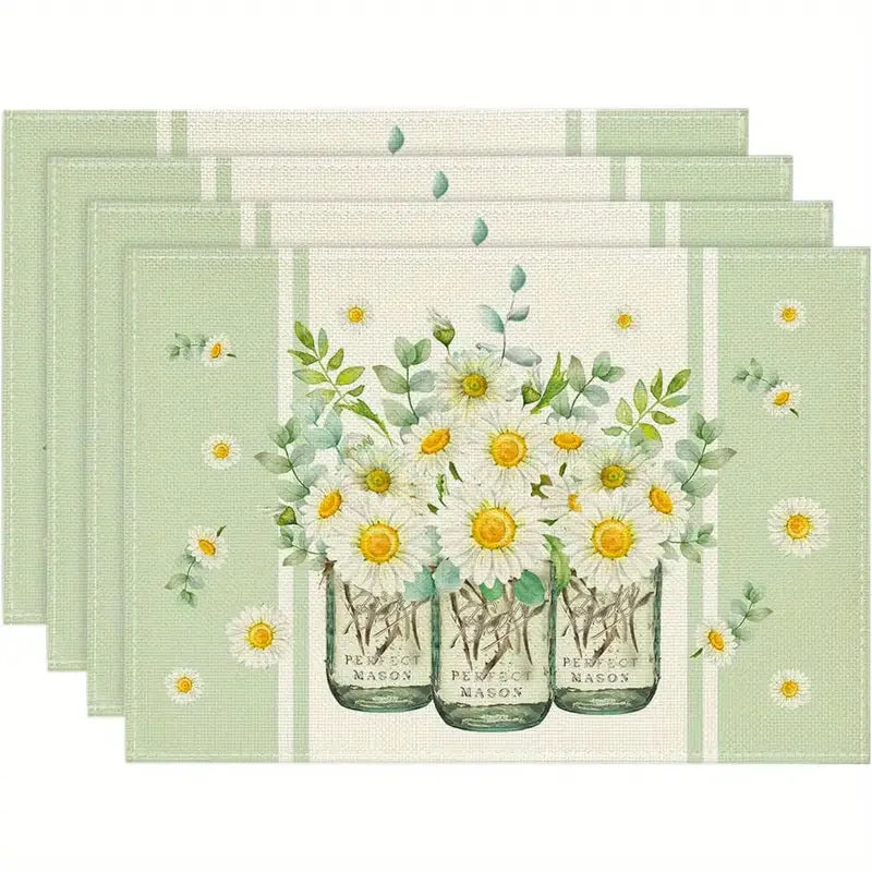 1Pc Easter Placemats Linen Rabbit Bunny Egg Dining Table Mats Placemat Spring Holiday Happy Easter Decoration for Home Kitchen