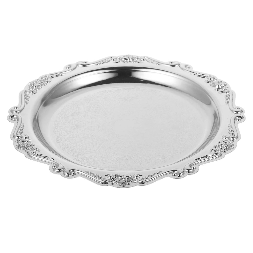 Iron Snack Tray Retro Luxury Dessert Plate Sturdy Serveware Bread Fruit Platter Coffee Trinket Dish Jewelry Display