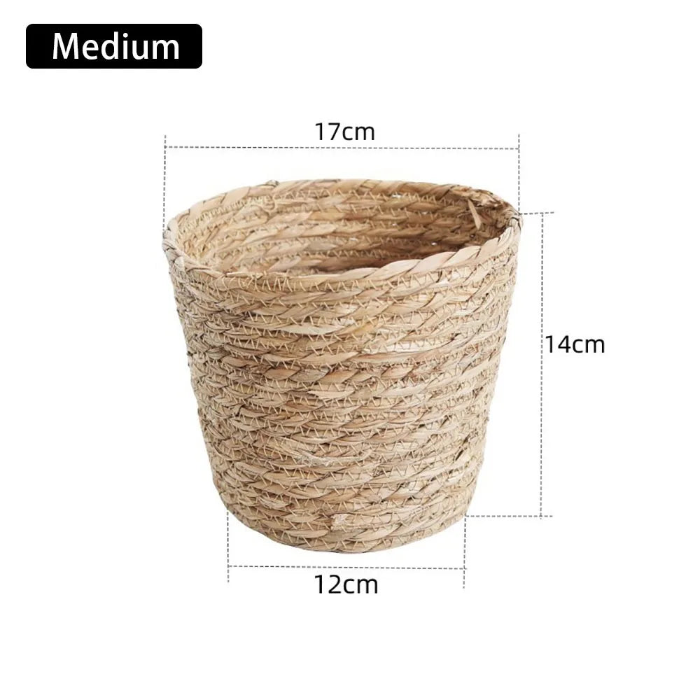 1Pcs For Garden Terraces Flower Pot Basket Rattan Straw Planter Basket Grass Woven Flowerpot Furniture Decoration Mini/S/M/L