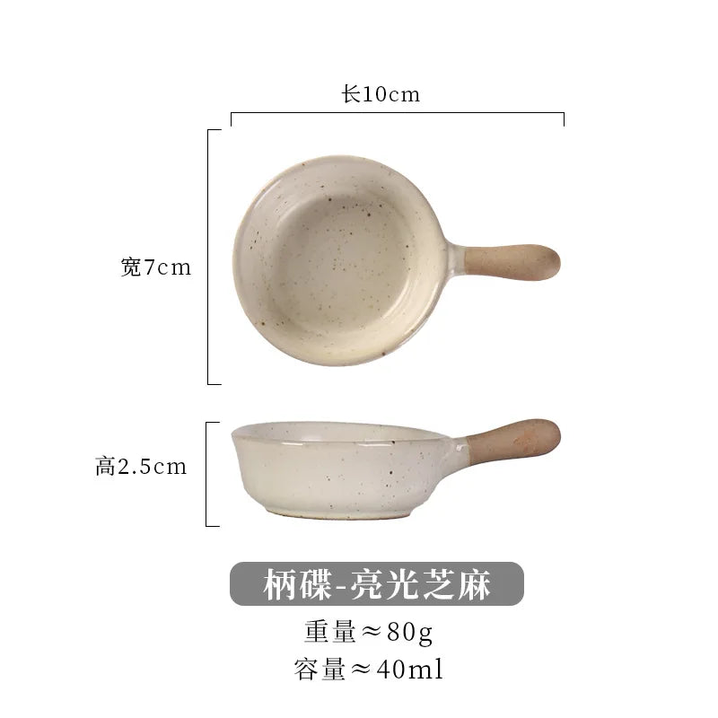 Anti-scald Ceramics Handle Sauce Dish Cute Tableware Soy Vinegar Seasoning Spice Dispenser Cooking Source Container Kitchenware