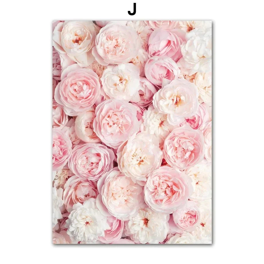 Pink Sakura Spring Paris City Landscape Rose Peony Canvas Paintings Poster Wall Art Pictures for Living Room Bedroom Home Decor