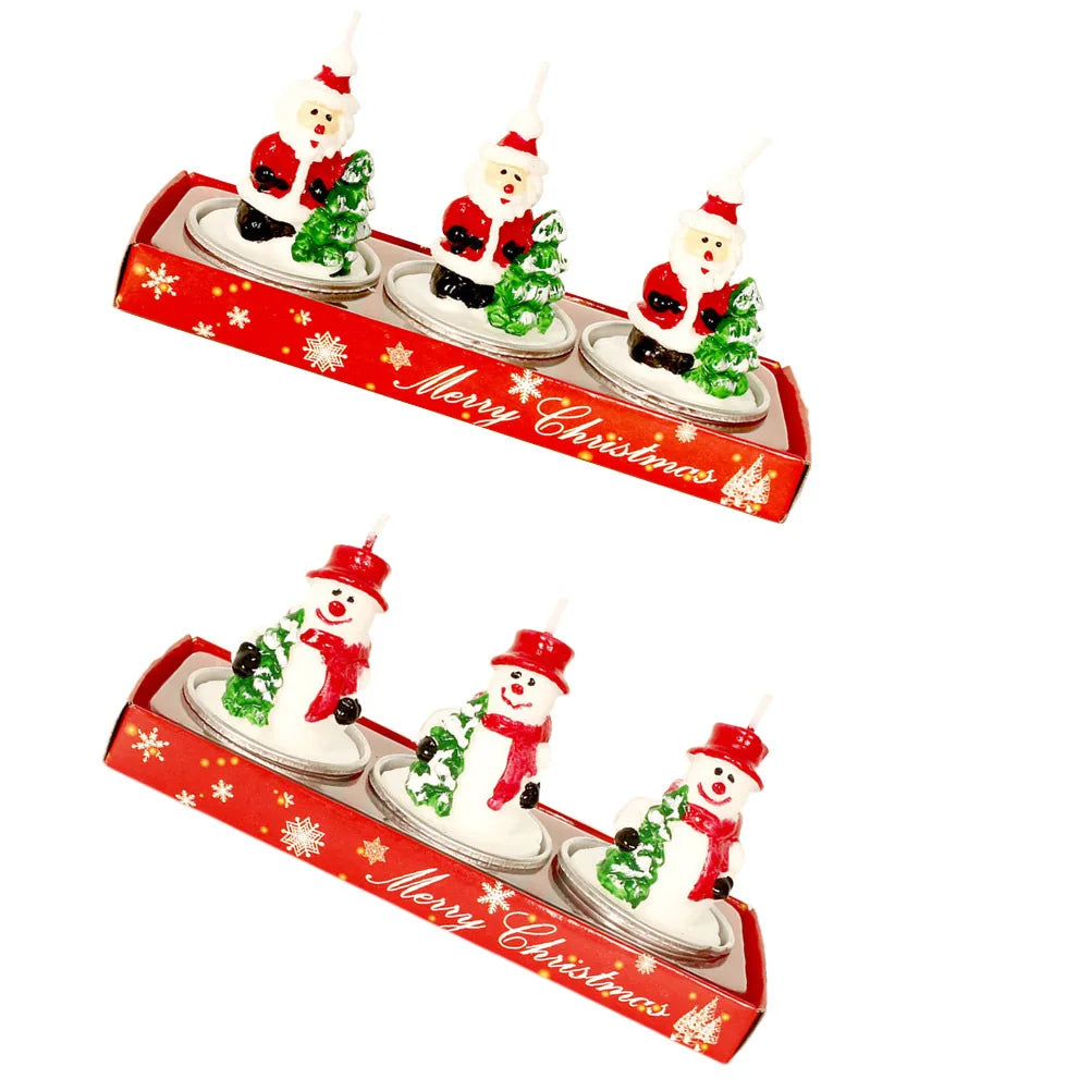 3Pcs Christmas Embellishment Long Lasting Paraffin Candles for Home Coffee Shop Bar Decor Christmas