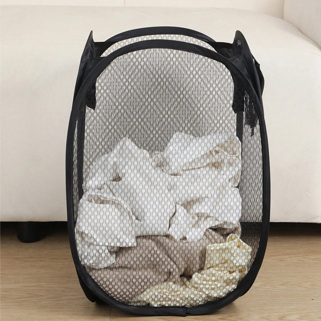 1pc-Folding Dirty Laundry Sorting Basket Washing FrameBathroomCloth MeshStorage BagFrame Bucket LaundryOrganizers Storage Pouch