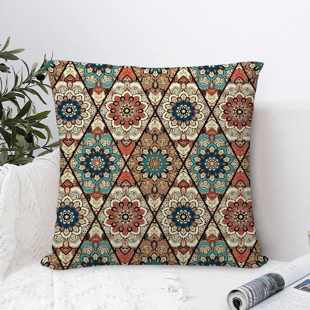Persian Carpet Pattern Pillow Case Sofa Decorative Home Double-sided Printing Short Plush Cushion Cover Throw Pillow Cover Gifts