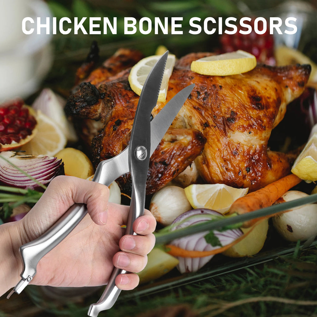 Heavy Duty Kitchen Shears Stainless Steel Chicken Bone Scissors Professional Grade Poultry Cutting Tool BBQ Grilling Lobster
