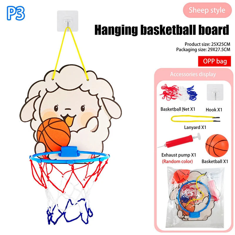 Kids Adjustable Basketball Stands Cute Cartoon Animals Shape Shooting Basket Indoor Outdoor Sport Training Board Game Children