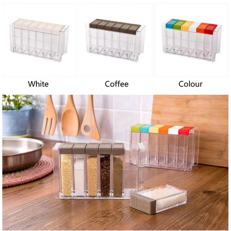 Transparent Spice Jar Set Salt and Pepper Seasoning Bottle Colorful Lid Kitchen Condiment Cruet Storage Container  Spice Rack