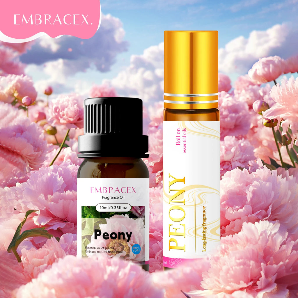 2PC/1PC 10ml Peony Essential Oil Roller Body Oil for Relaxation Elegant Floral Scent for Diffusers, Baths Perfume Women Gifts