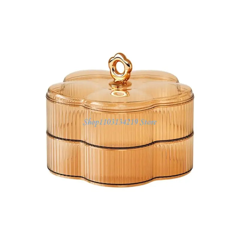 N5KC 2 Tiers Floral Snacks Tray Plastic Serving Dish For Candy Fruits Nut Home Kitchen Decoration Durable Storage Container
