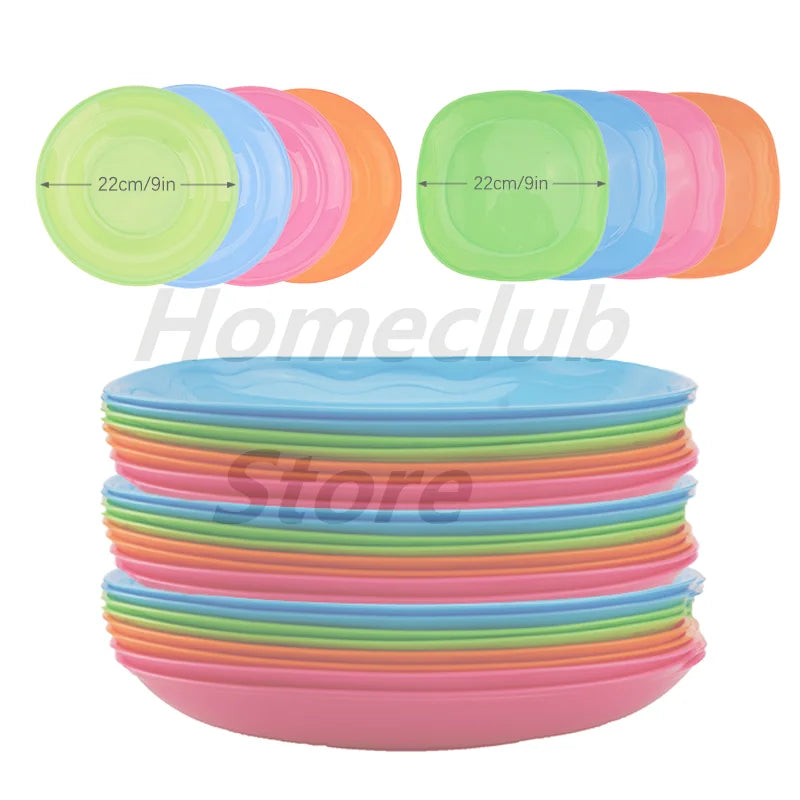 6Pcs Plastic Dinner Plate Dessert Plate Reusable Suitable For Picnic Kitchen Dishwasher Safe Dinner Plate For Home Parties