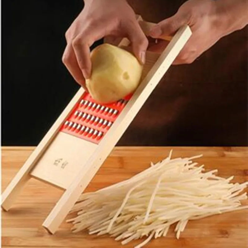 Wooden Potato Grid Slicer Vegetable Grater Corrugated Net Chopper Cutter Wave Knife Chipper Salad Kitchen Shredder Peeler Masher