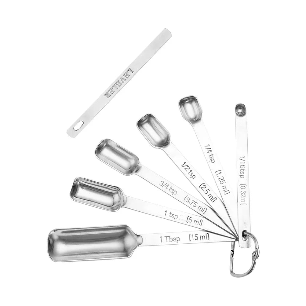 7Pcs Stainless Steel Measuring Spoon Set Professional Kitchen Baking Tools Multi Functional Measuring Cups for Coffee Flour Milk