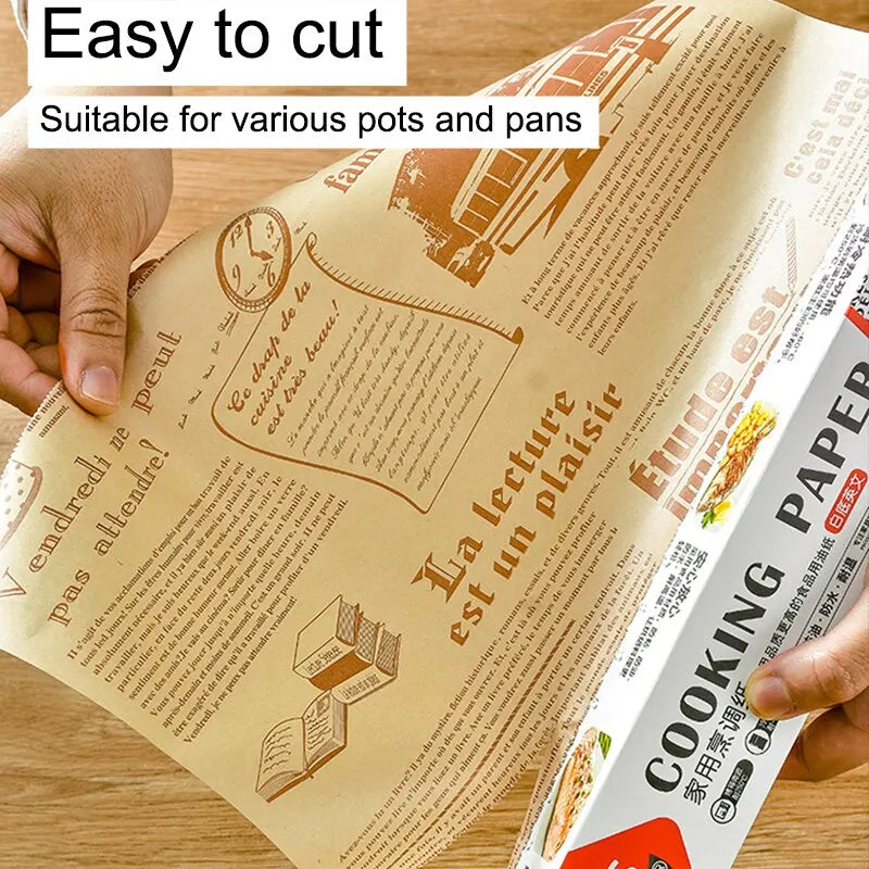Oil-absorbing Paper Roll for Baking Or Meal Mat With Slide Cutter Easy to Cut &Nonstick 8M Cooking Paper for Bread Kitchen Tool