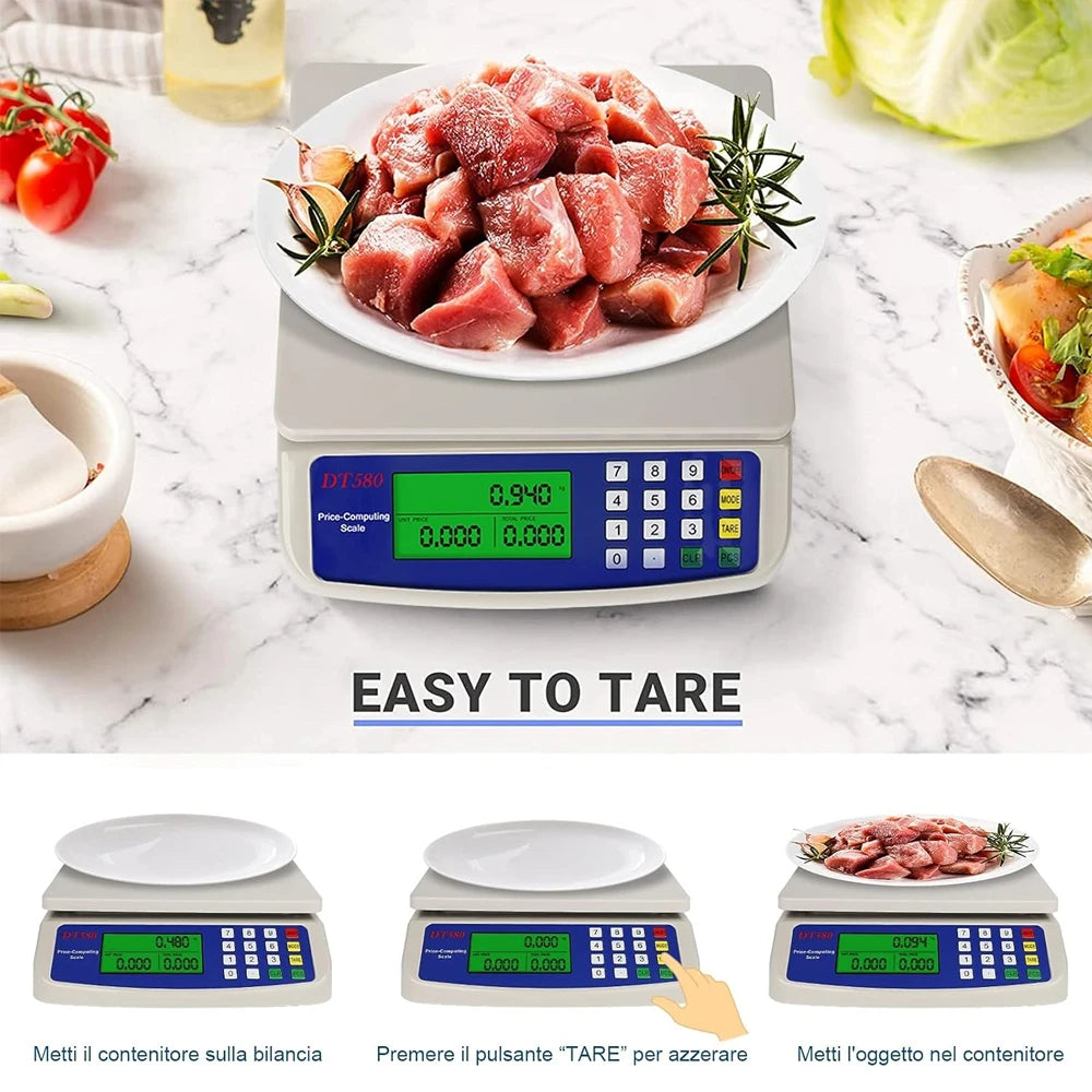 30KG /1G Electronic Scale High-Precision LCD Digital Scale Kitchen Weighing Platform Scale Rechargeable /Battery Food Scales