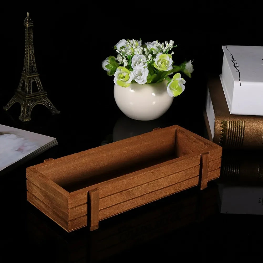 Indoor/outdoor Wooden Herb Flower Succulent Planter Box Home Garden Rectangle Storage Box Plant Flower Pots