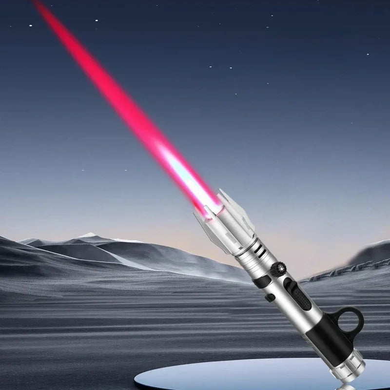 Metal Lightsaber Style Gas Lighter Powerful Red Flame Turbine Jet Torch Outdoor Compass Windproof Lighter BBQ Welding Cigar Tool