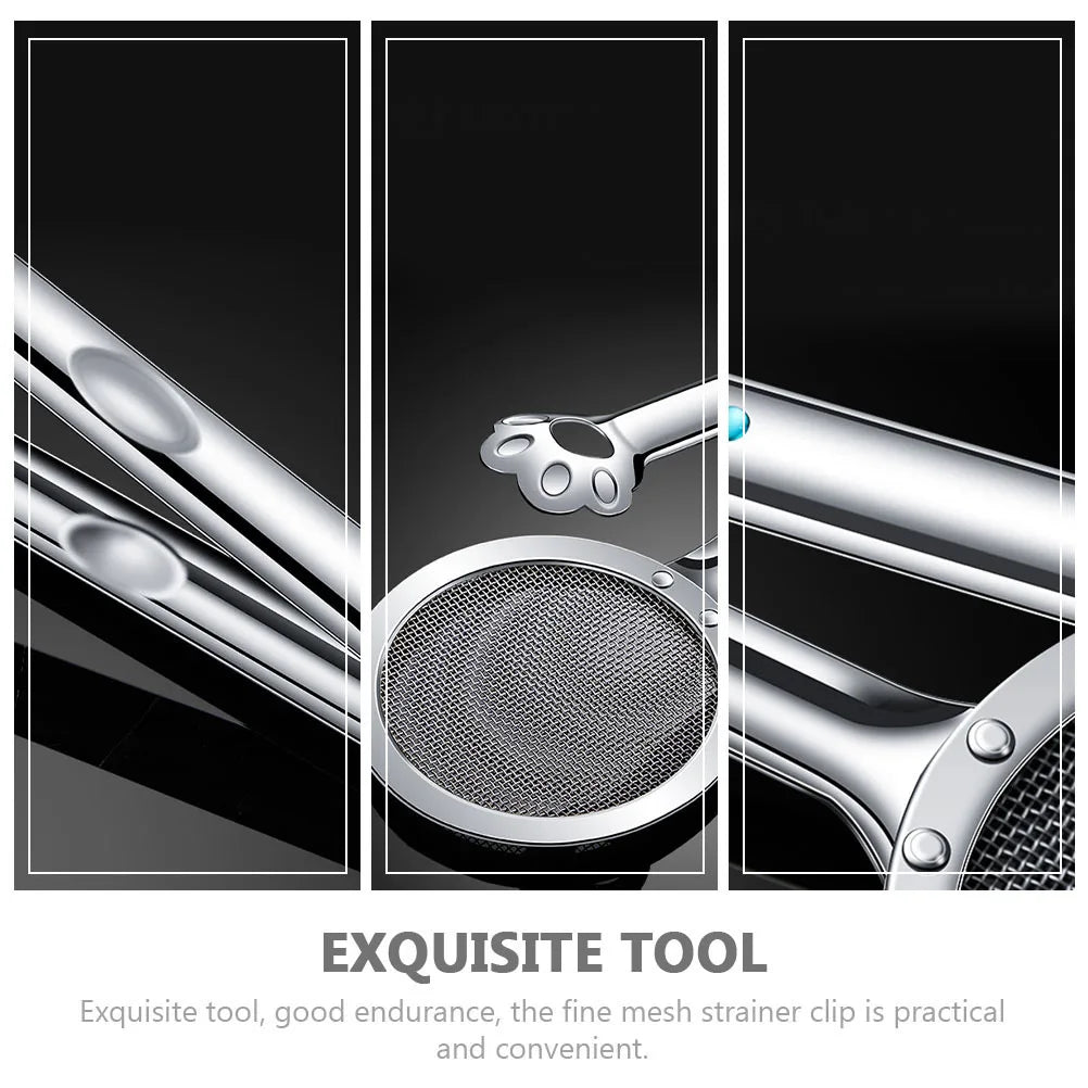 Stainless Steel Oil-Frying Filter Clip Fine Mesh Strainer Spoon Kitchen Frying Accessory Long Handle Drainage Tool For Bbq