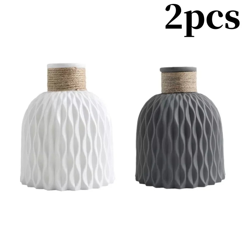 1/2Pcs Water Ripple Vase Rope Plastic Flower Pot Arrangement Modern Nordic Style Home Living Room Desktop Decoration Ornament