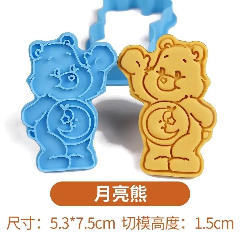 Cartoon Kawaii Care Bear Cookie Molds Sugar Flipping Cookie Cutting Molds 3D Pressable Biscuit Mold Kitchen Baking Pastry Tools