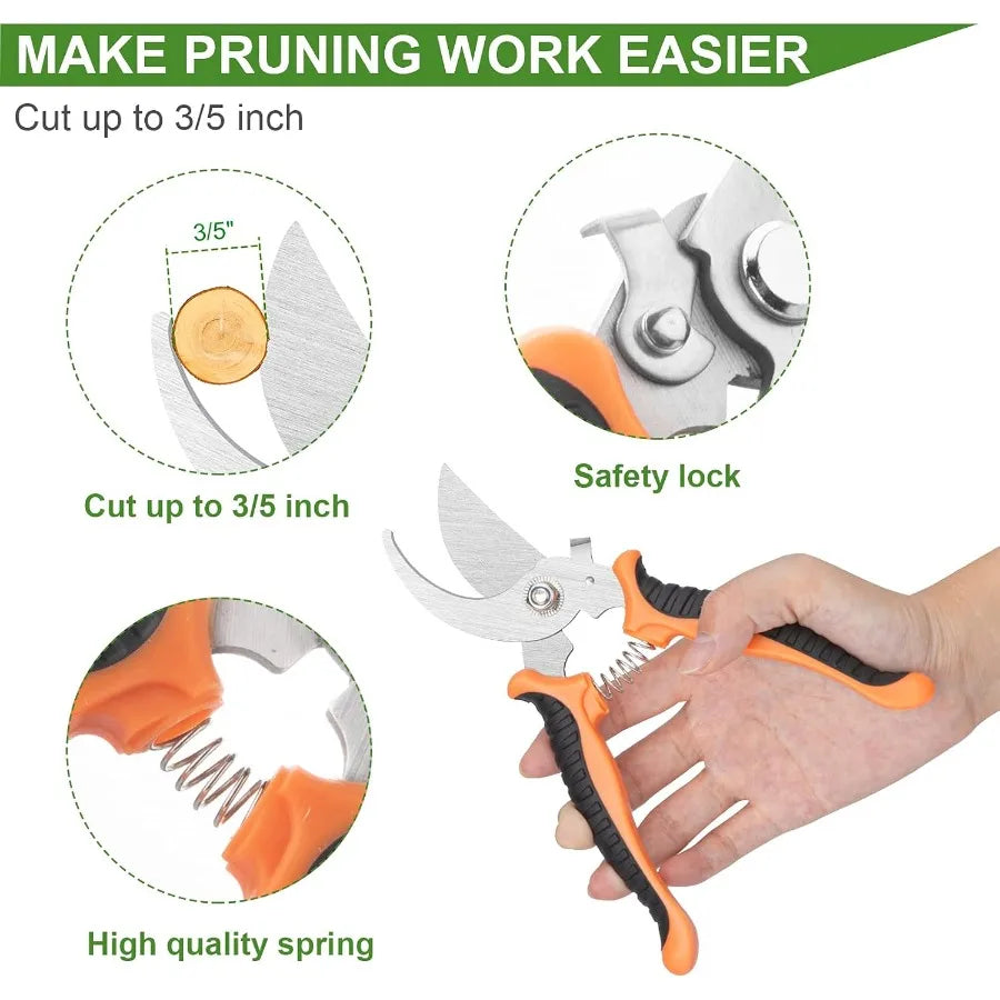 Garden Tool Set 3PCS Sturdy Gardening Hand Tools Kit Trowel Shovel Transplanter Sharp Bypass Pruning Shears Scissors Clippers C