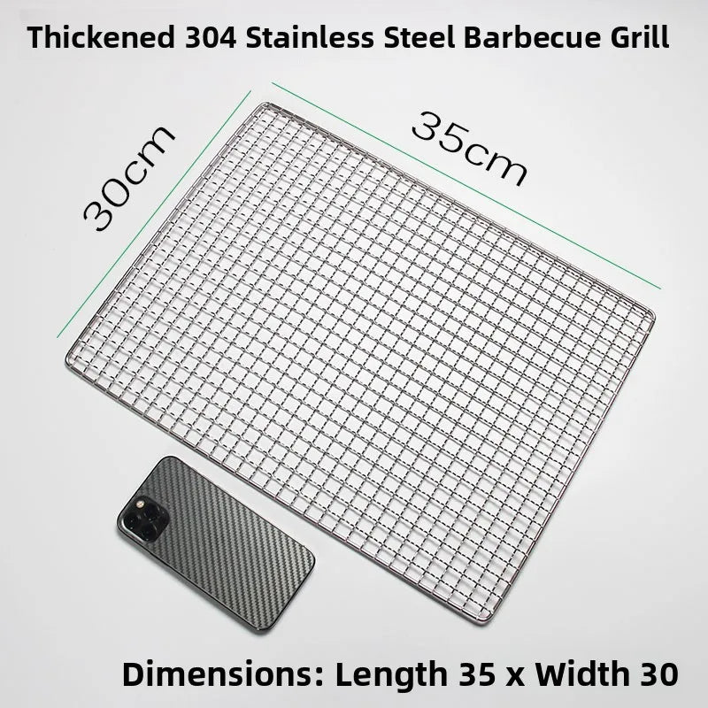 Thiened Rectangular Me BBQ ill Net 304 Stainl Steel Drng Net Barbecue Wire Me for Outdoor Kitchen Cooking Tools