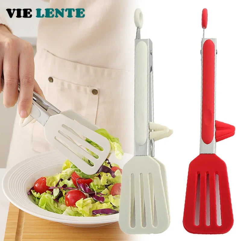 Kitchen Cooking Tools Non-Stick Kitchen Tongs Stainless Steel Handle Utensil Pizza Bread Steak Clip Salad Serving BBQ Tongs