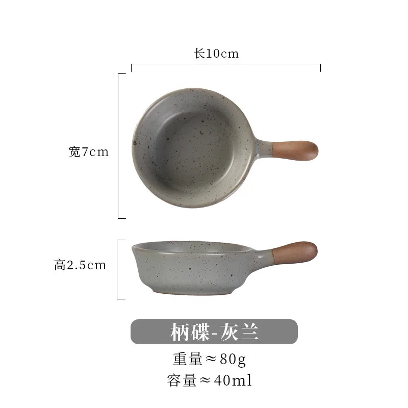 Anti-scald Ceramics Handle Sauce Dish Cute Tableware Soy Vinegar Seasoning Spice Dispenser Cooking Source Container Kitchenware