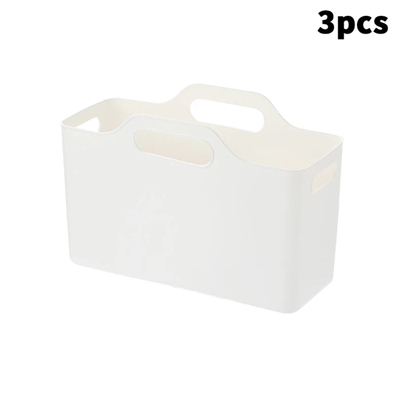 3Pcs With Handle Baskets, Multipurpose Storage Box, Ideal For Storing Cleaning Supplies Or Groceries In The Bathroom And Kitchen