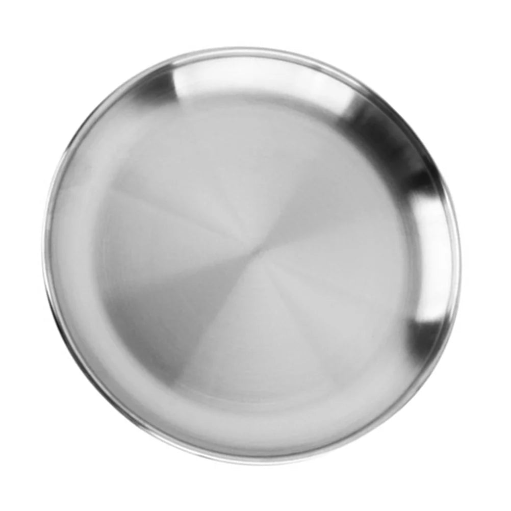 1Pcs Stainless Steel Dinner Plate Easy Clean Maintenance Ideal for Sharing Desserts At Parties Round Dinner Plate
