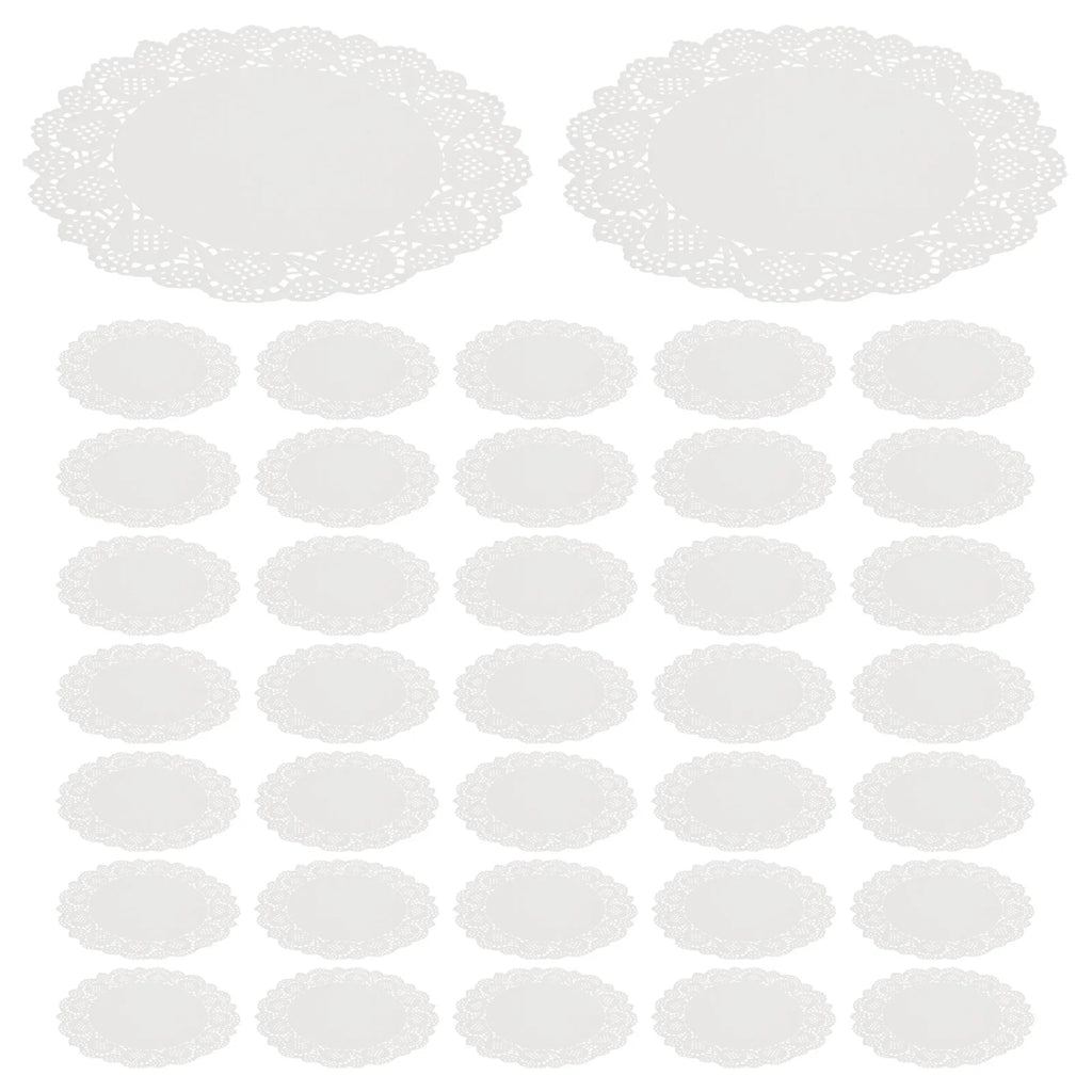 100Pcs 7.5 Inch White Cake Doilies Lace Paper Pads for Table Plate Decorating Wedding Coffee Bar Home Use Premium Round Liners
