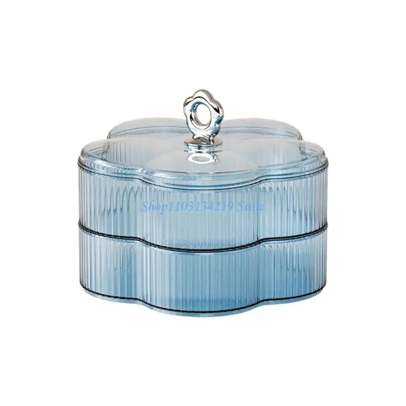 N5KC 2 Tiers Floral Snacks Tray Plastic Serving Dish For Candy Fruits Nut Home Kitchen Decoration Durable Storage Container