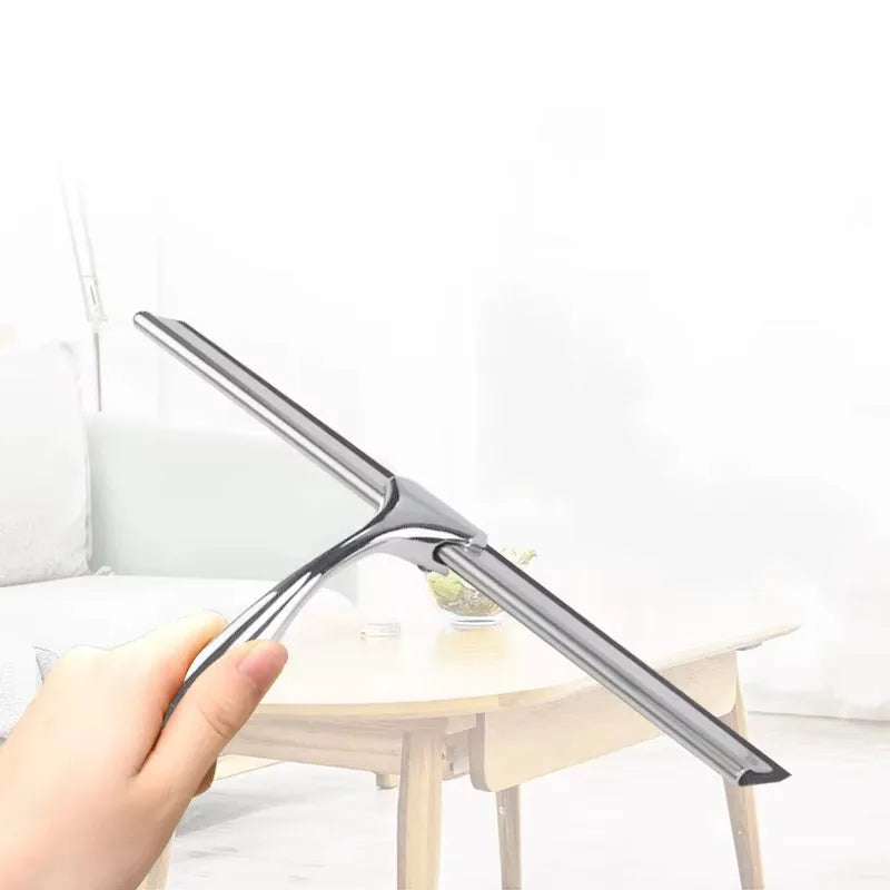 Bathroom shower screen scraper stainless steel wiper with silicone rubber handle car rearview mirror