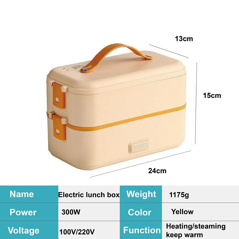 110V/220V Electric Lunch Box Office 304 Stainless Steel Quick Heating Bento Box Portable Fast Food Warmer Warming Pot 1.2L